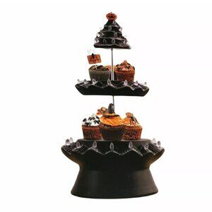Mr. Halloween NIB Black Nostalgic HALLOWEEN Tree Tiered Treat Stand, 20.5"H